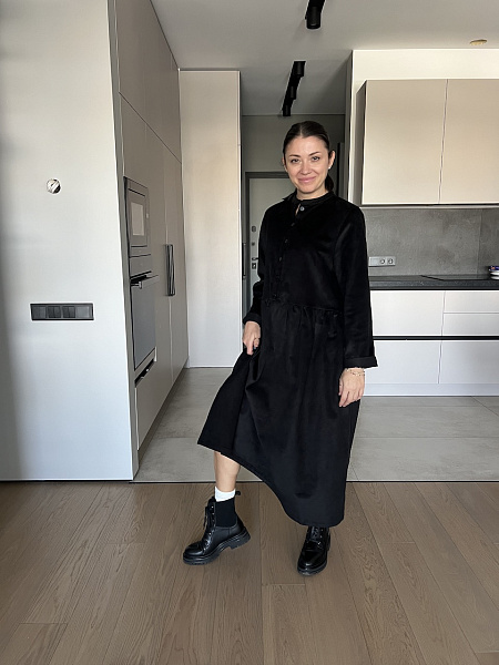 Платье из итальянского вельвета Оникс